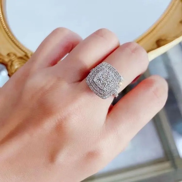 New Square 925 Silver Beautiful Diamond Ring - Picture 5 of 5